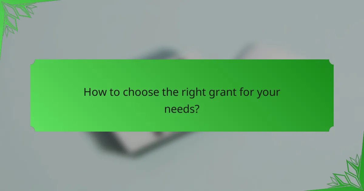 How to choose the right grant for your needs?