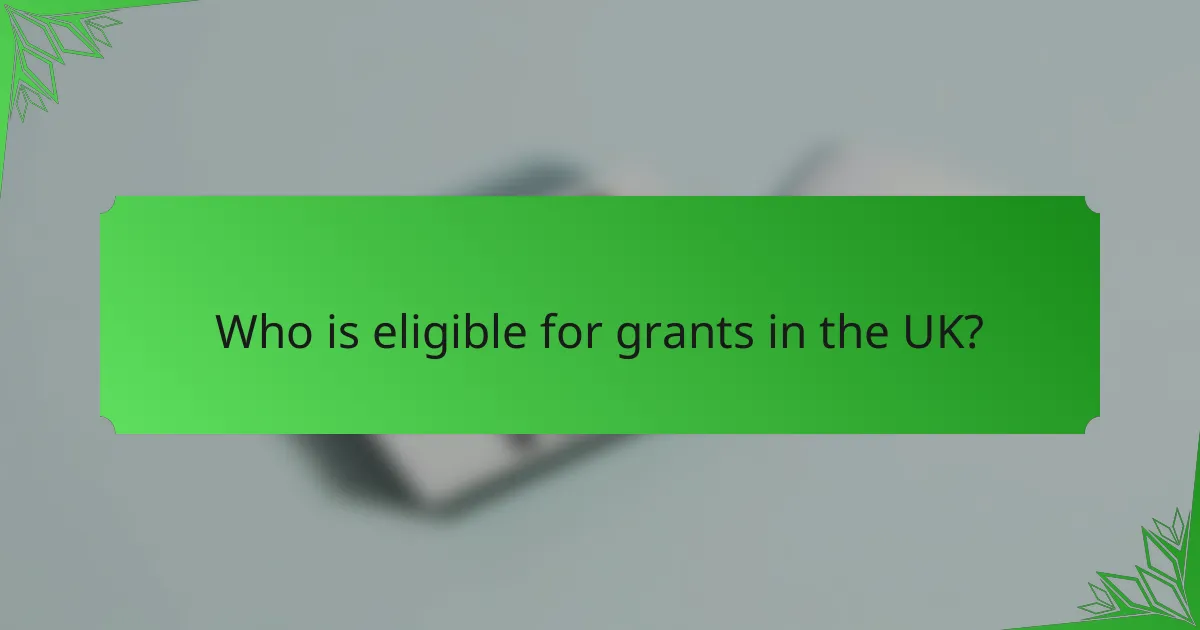 Who is eligible for grants in the UK?